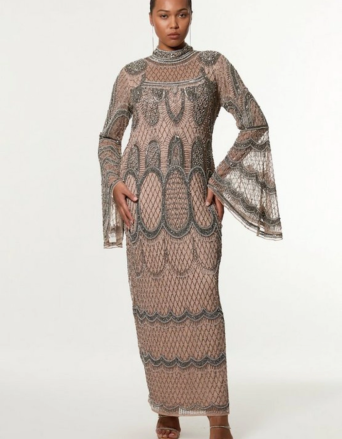 Plus Size Embellished And Beaded Long Sleeve Woven Maxi Dress, 5 of 4