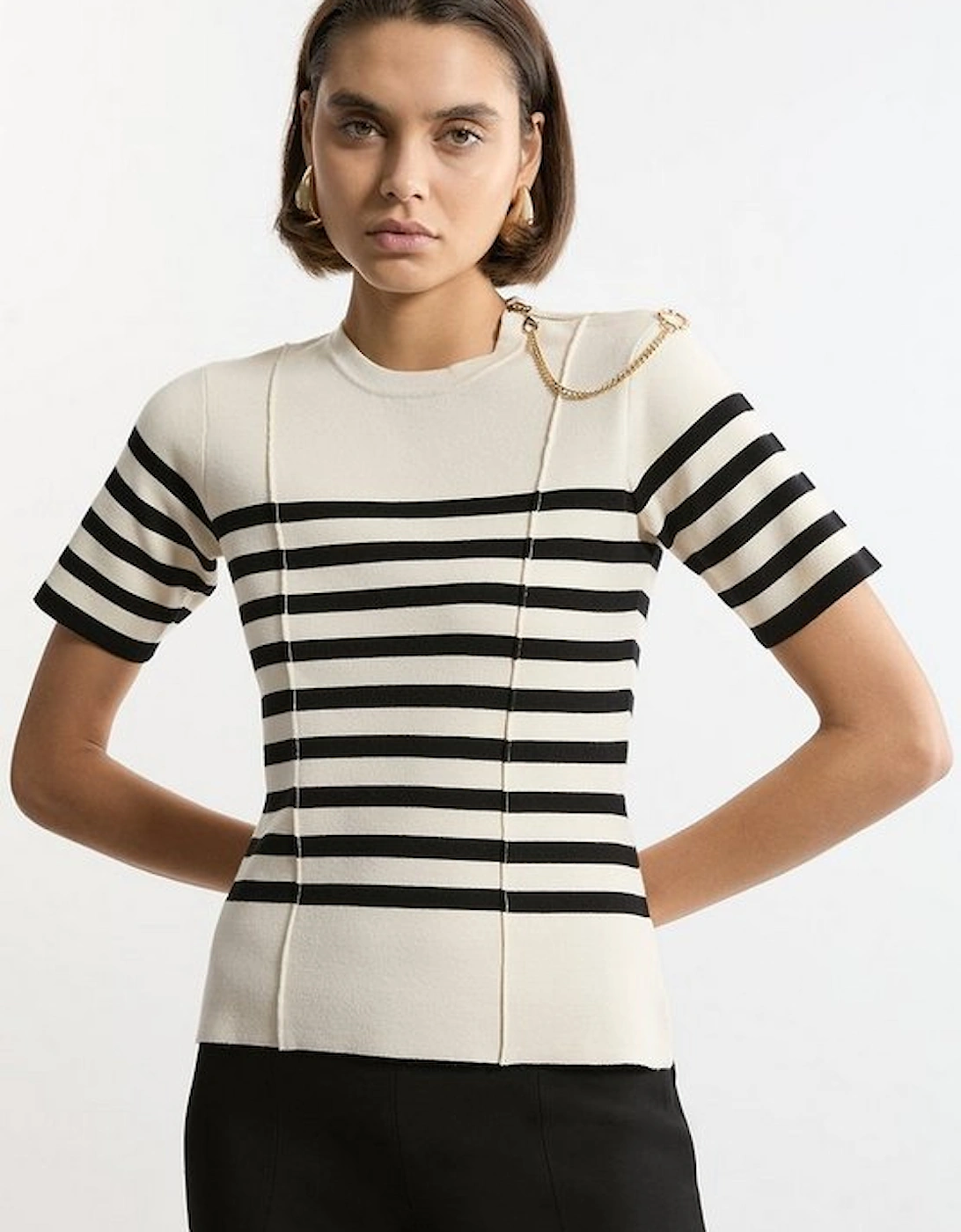 Milano Knit Stripe Chain Detail Top, 5 of 4