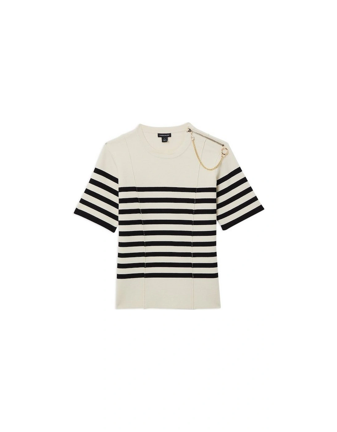 Milano Knit Stripe Chain Detail Top