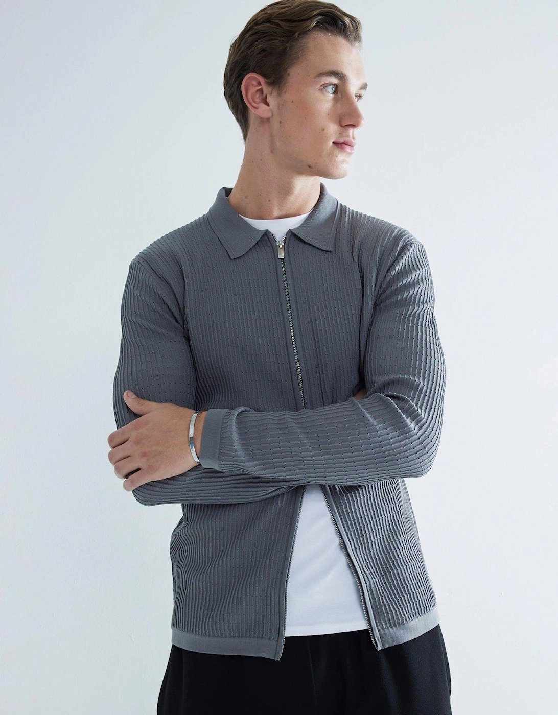Brick Long Sleeve Knitted Shirt - Grey, 6 of 5