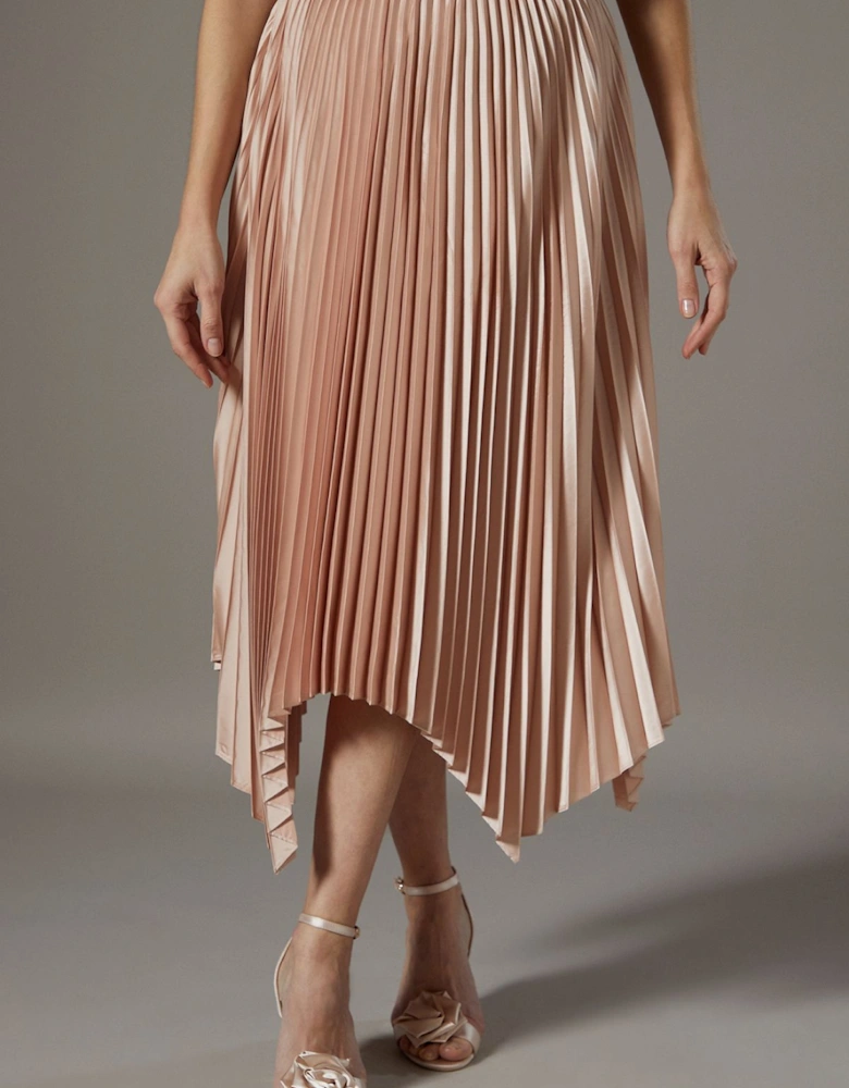 Pleated Satin Skirt