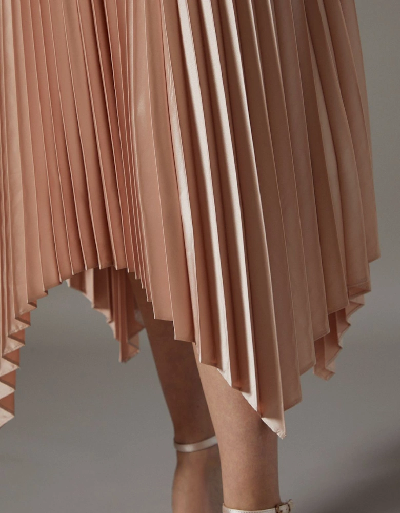 Pleated Satin Skirt