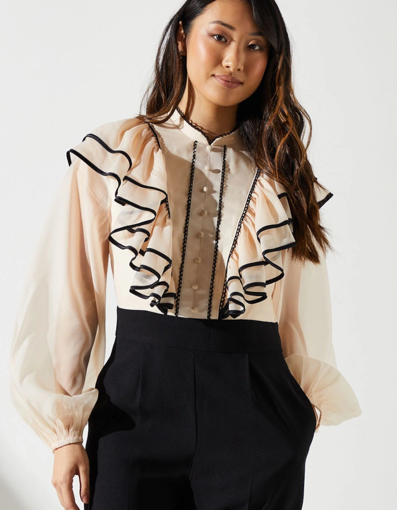 Ruffle Shirt Jumpsuit