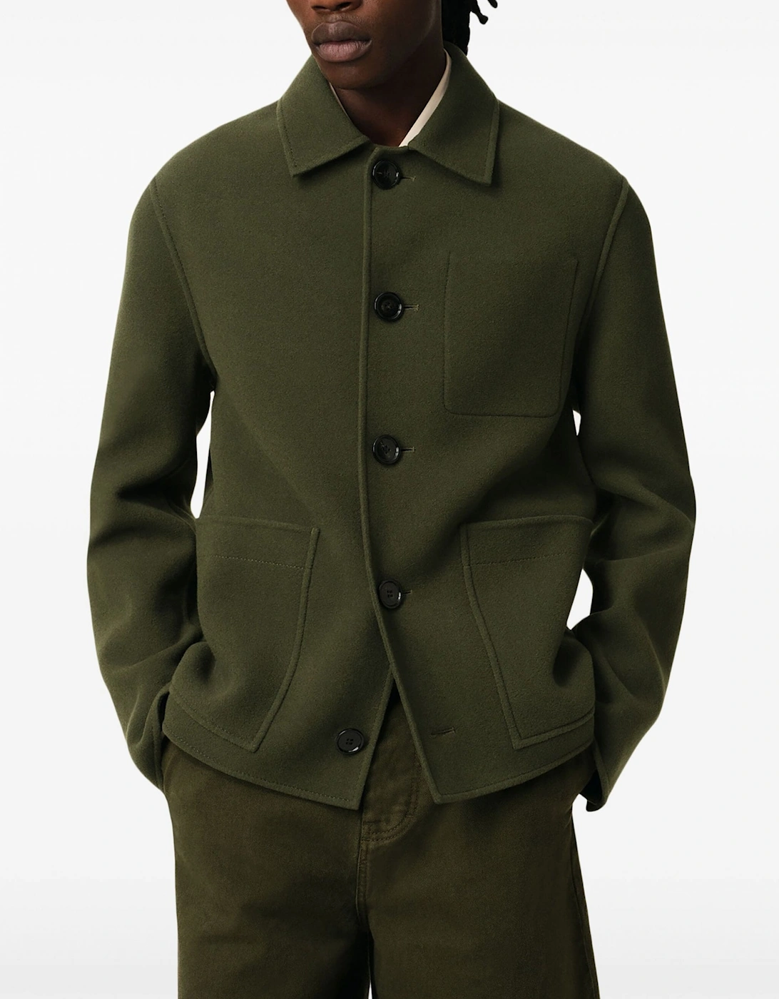 Boxy Buttoned Jacket Green