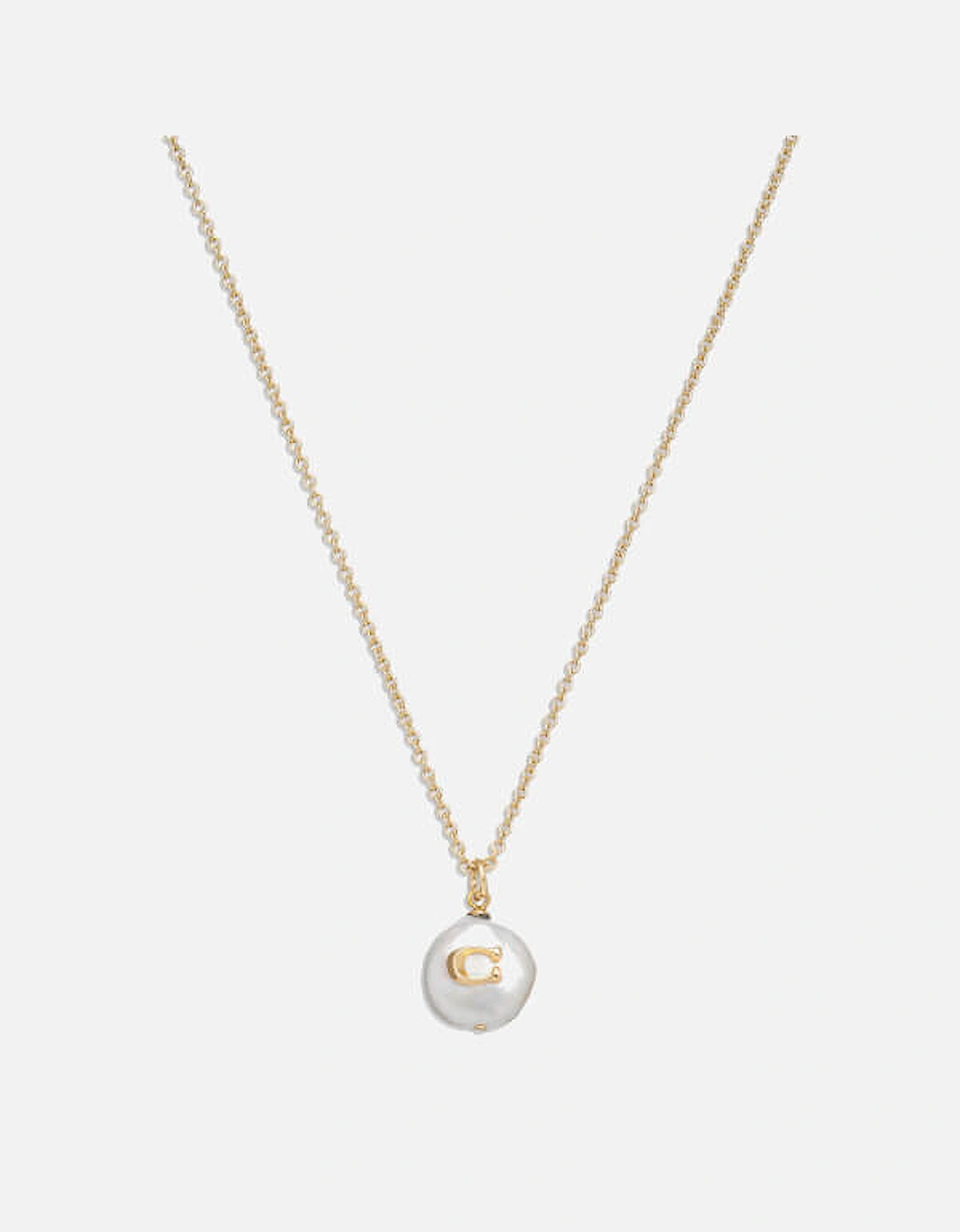 Coin C Faux Pearl Short Pendant Necklace, 2 of 1