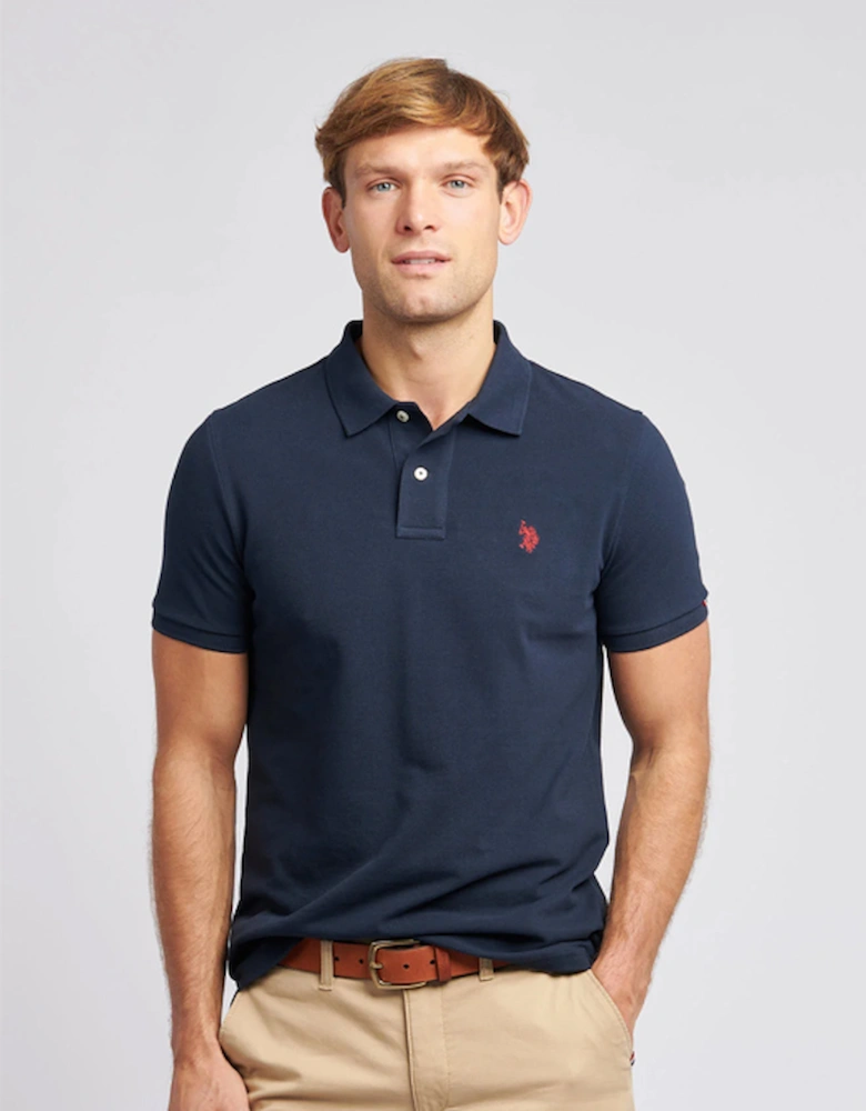 U S Polo Assn DHM Pique Polo Dark Sapphire/Haute Red