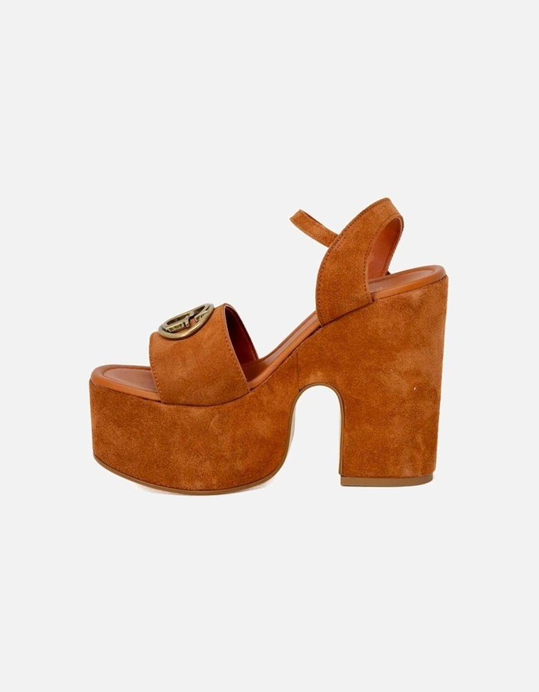 Buckle/Bow Brown Platform Sandals Women