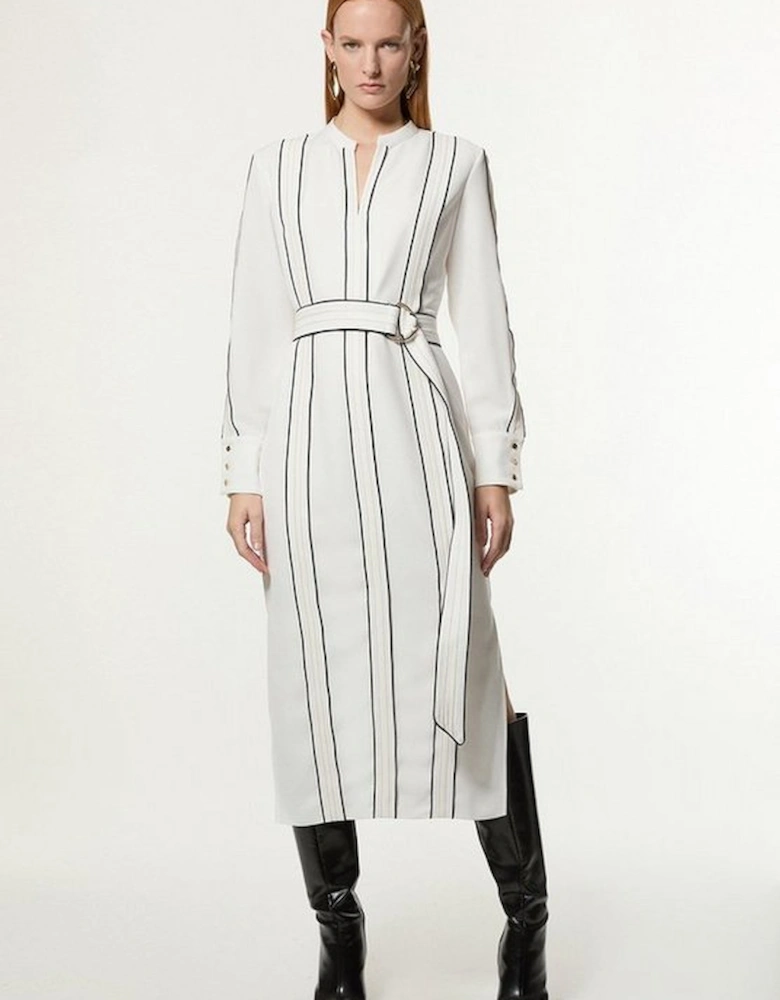 Petite Soft Tailored Contrast Tipped Belted Midaxi Dress