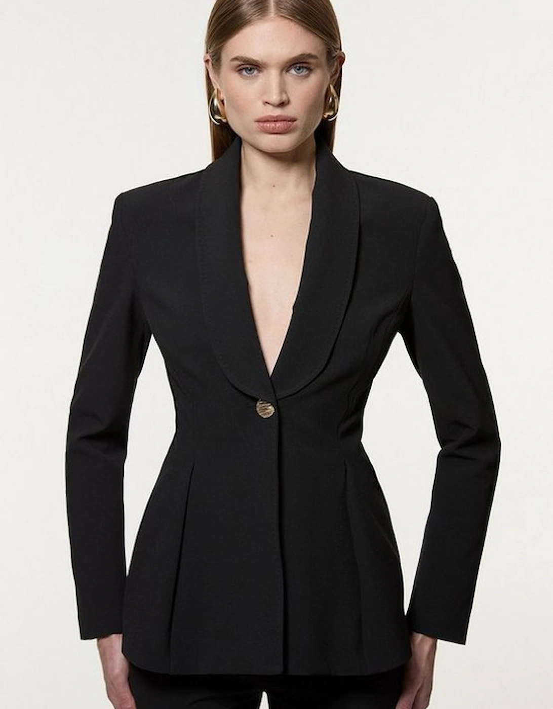 Petite Compact Stretch Stab Stitch Single Breasted Tailored Jacket, 4 of 3