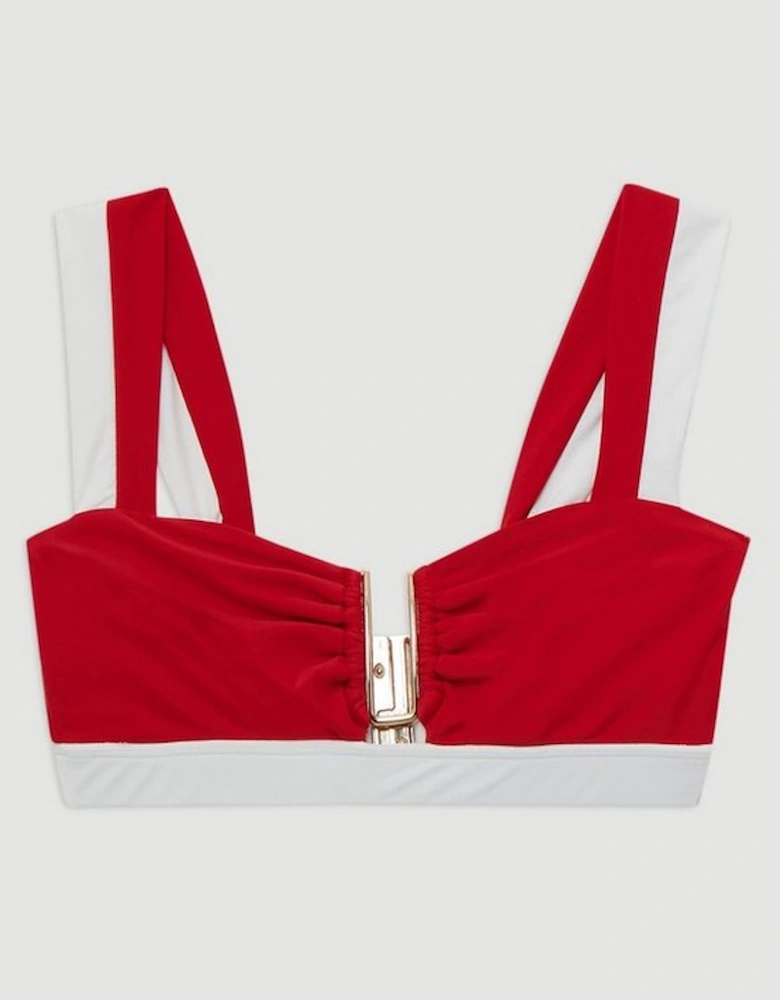 Colour Block Trimmed Bikini Top