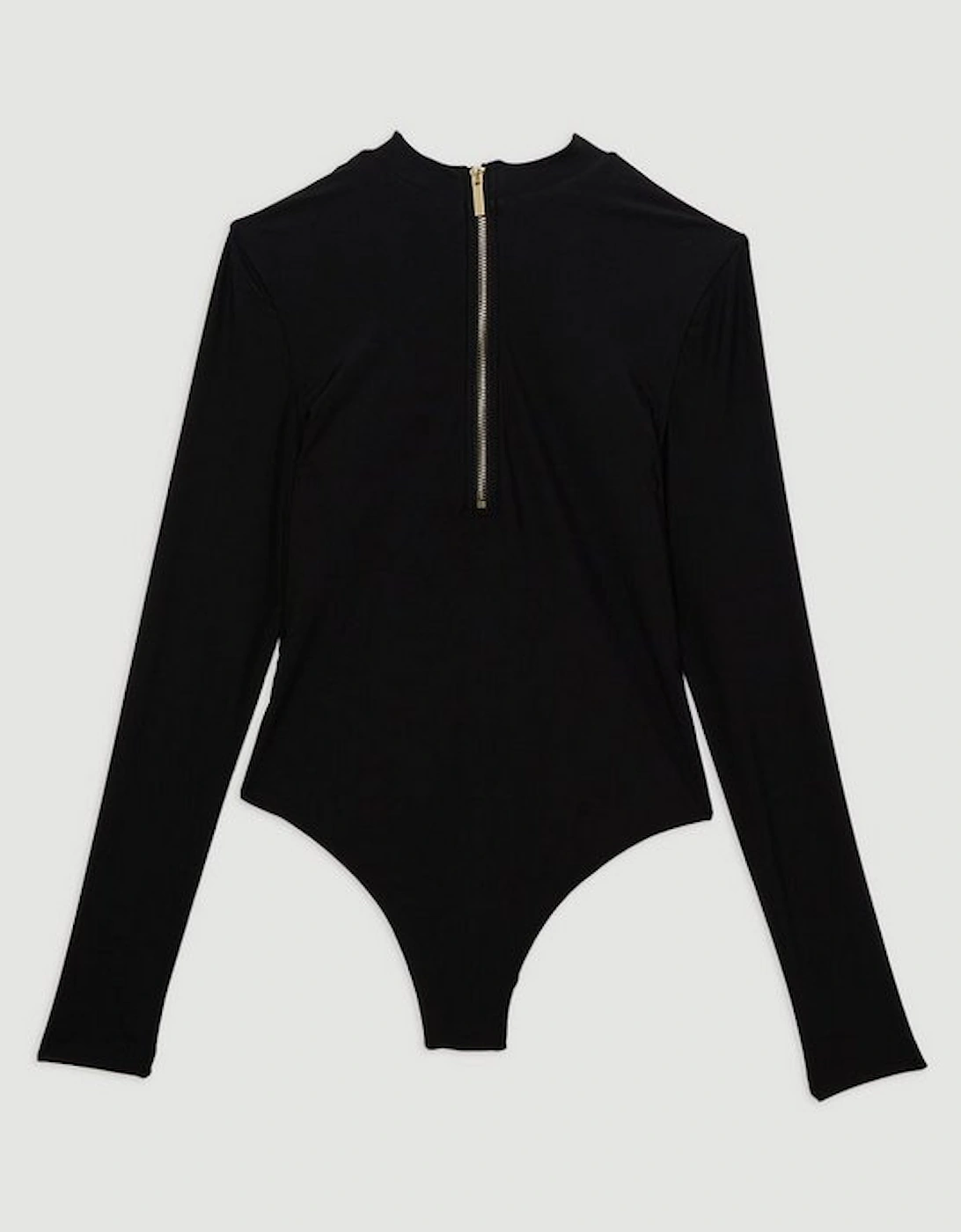 Long Sleeve Swimsuit With Gold Zip