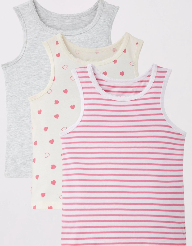 Girls 3 Pack Stripe Vests - Multi