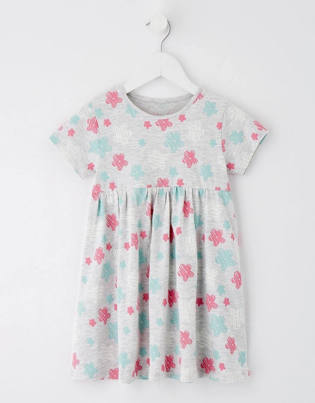 Girls Floral Short Sleeve Single Jersey Dress, 2 of 1