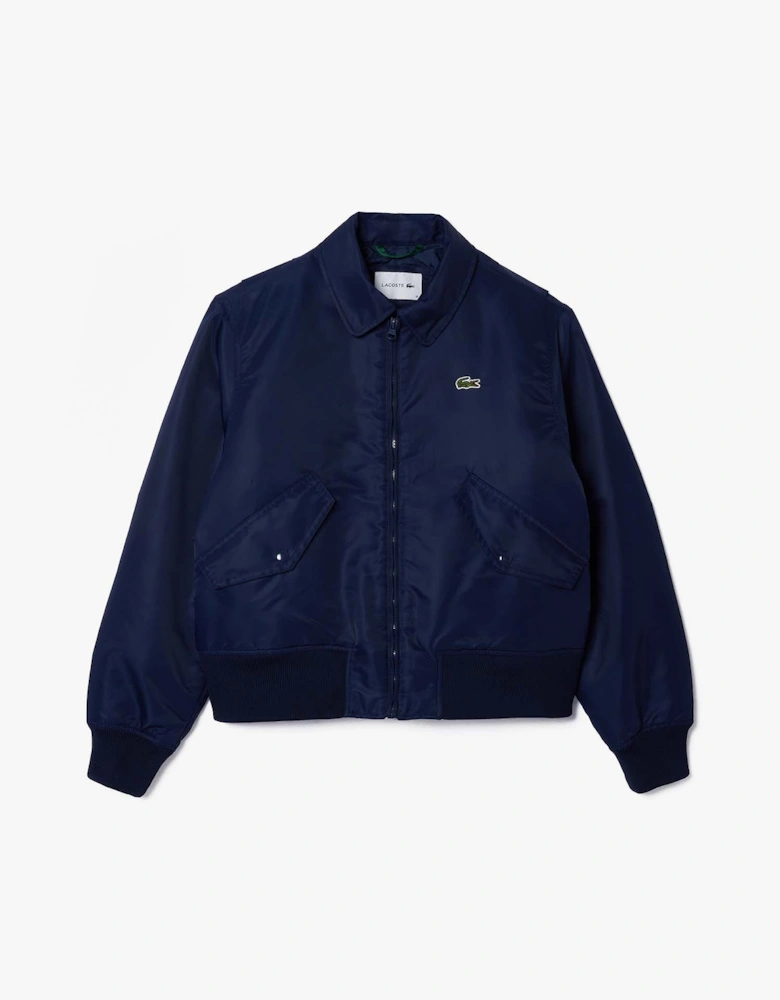 Oversized Embroidered Logo Bomber Jacket