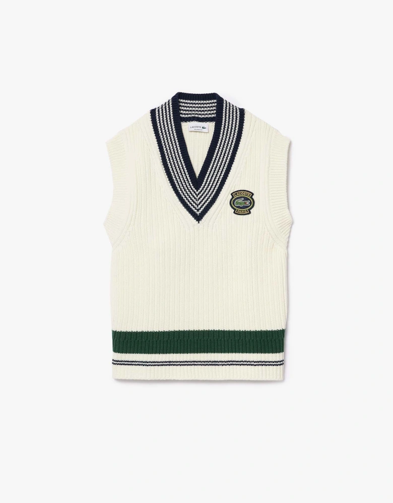 Heavy Cotton Badge Accent Tennis Sweater