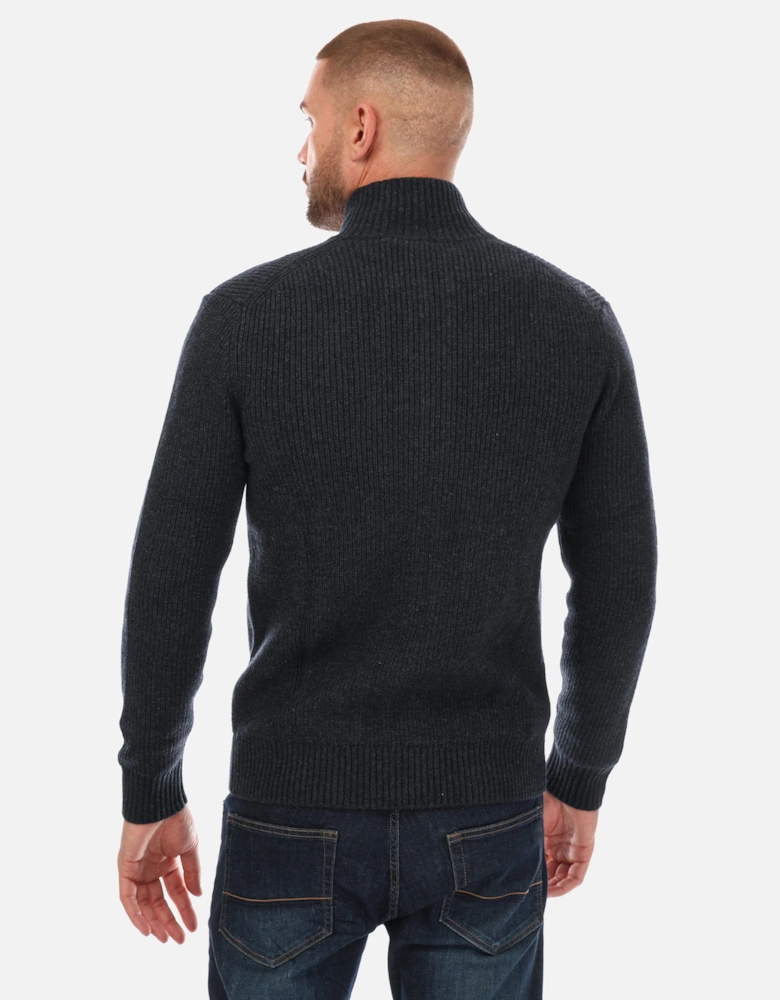 Mens Knitted Rib Zip Through Cardigan