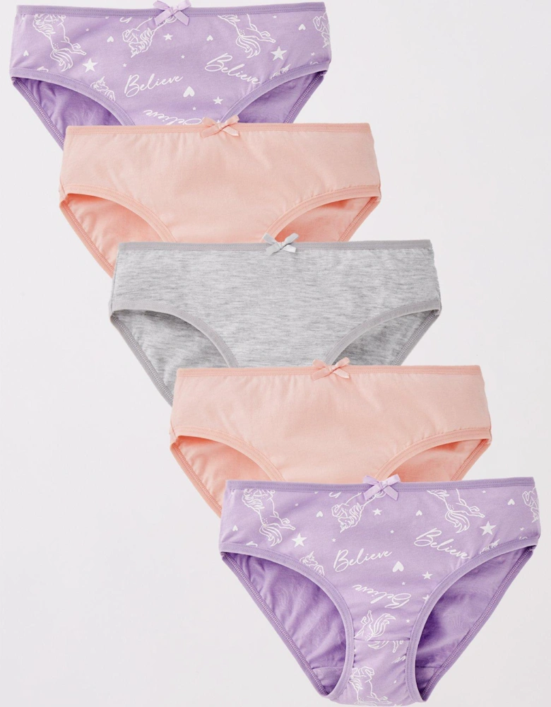 Girls 5 Pack Unicorn Briefs - Multi