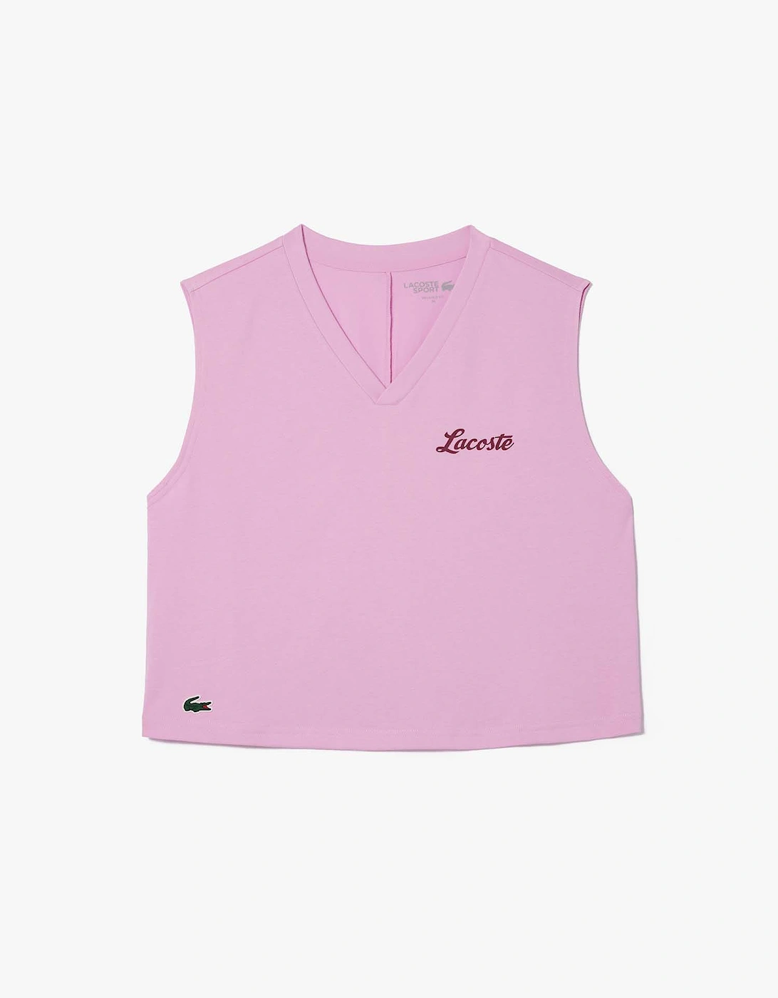 Lacoste Women's Ultra Dry Cotton Sport Crop Top - Pink - Size: 14