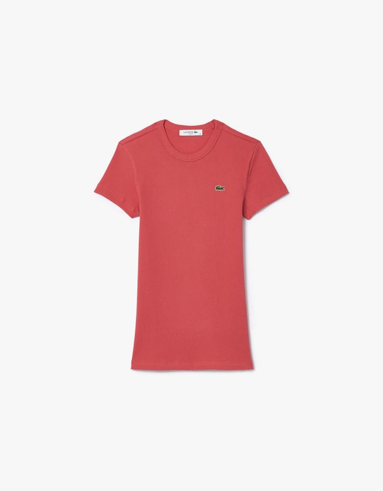 Slim Fit Ribbed Cotton T-Shirt