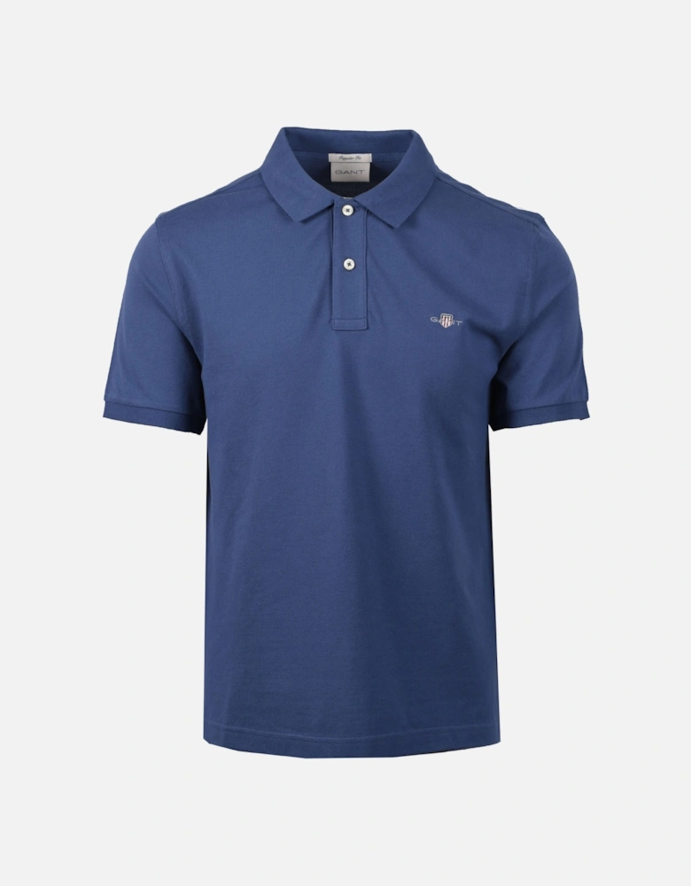 Reg Shield Ss Pique Polo Shirt Dusty Navy