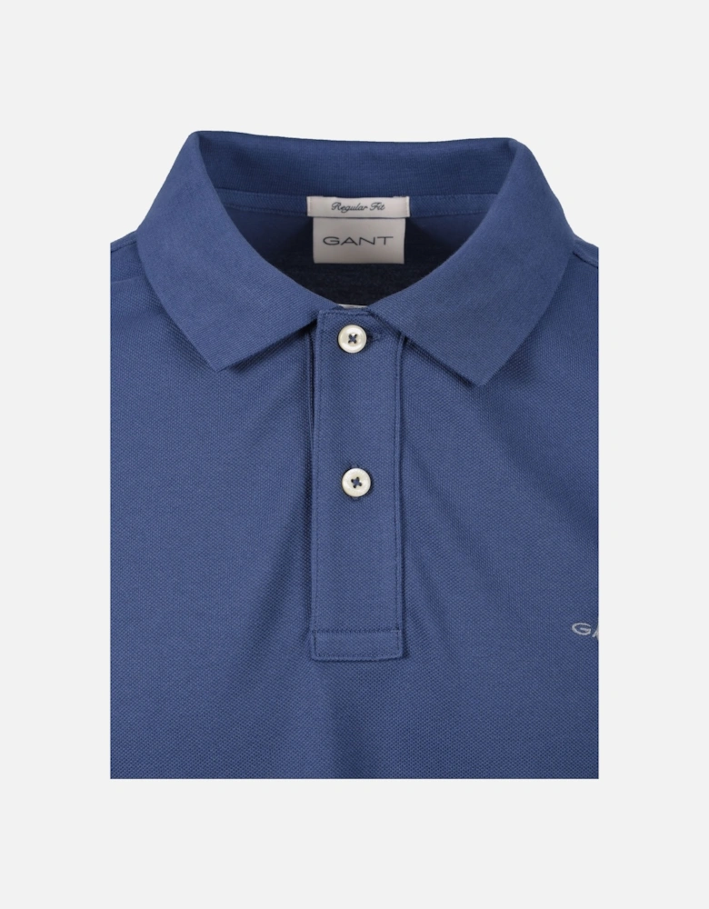 Reg Shield Ss Pique Polo Shirt Dusty Navy