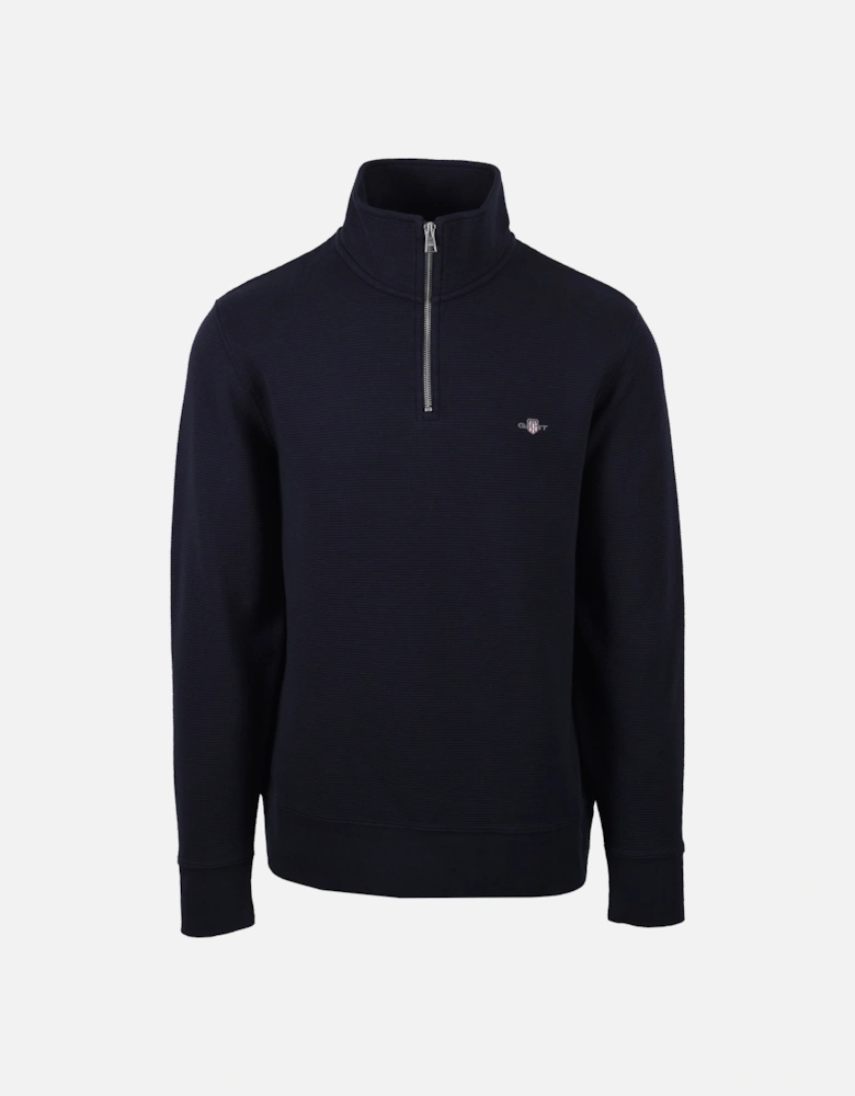 Texture Half Zip Knitwear Evening Blue