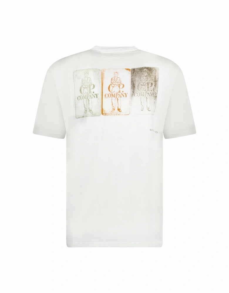 24/1 Jersey Artisanal Three Cards T-Shirt in White