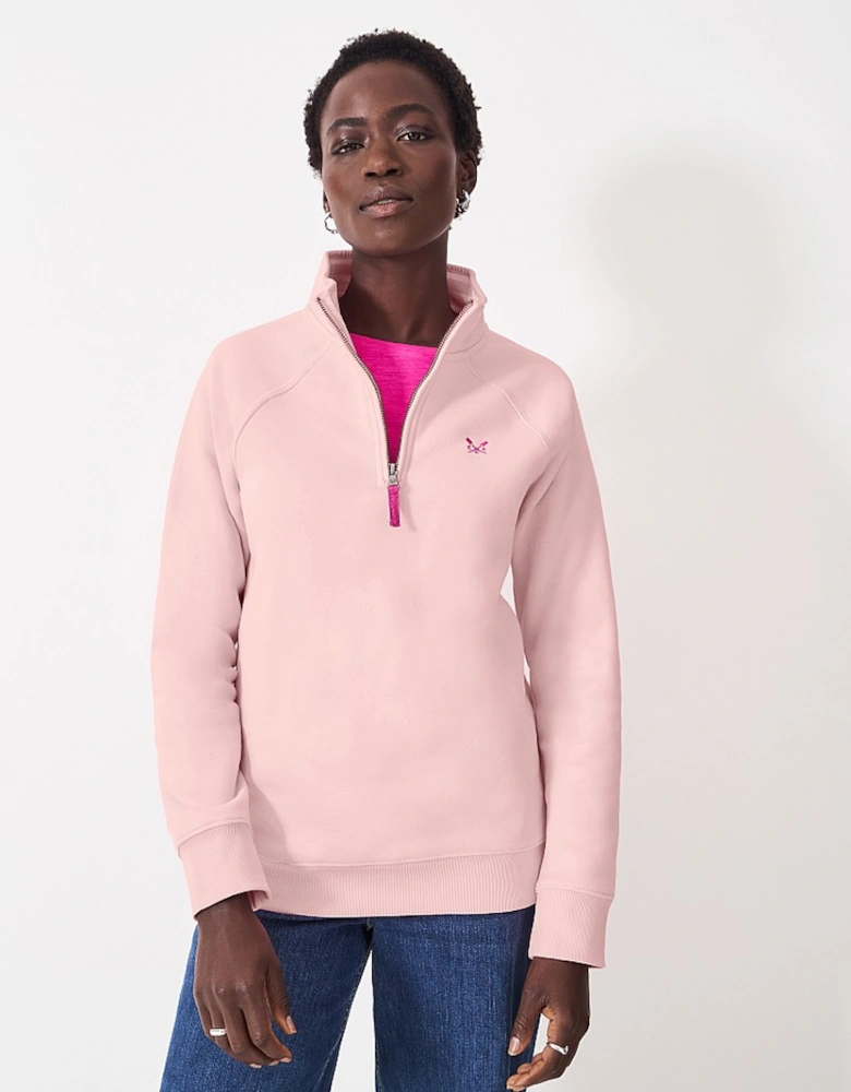 Women's Half Zip Sweatshirt Baby Soft Pink