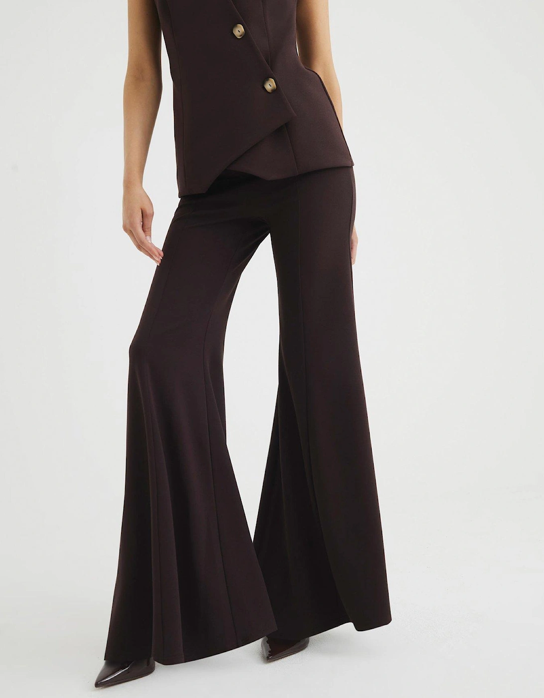 Wide Flare Trousers - Dark Brown, 7 of 6