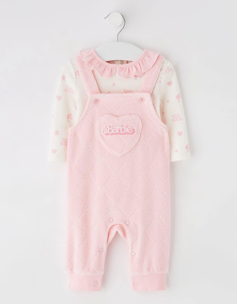 Baby 2 Piece Bodysuit And Dungaree Set - Pink