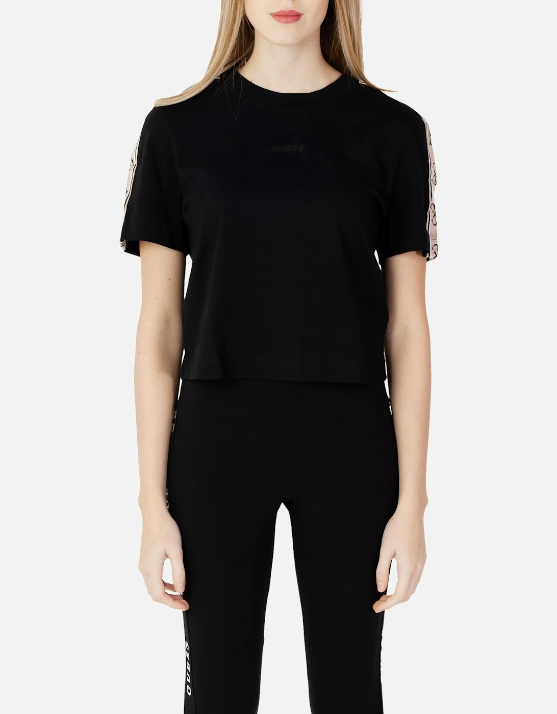Printed Cotton Round Neck T-shirt Women - Black Shirts, 4 of 3