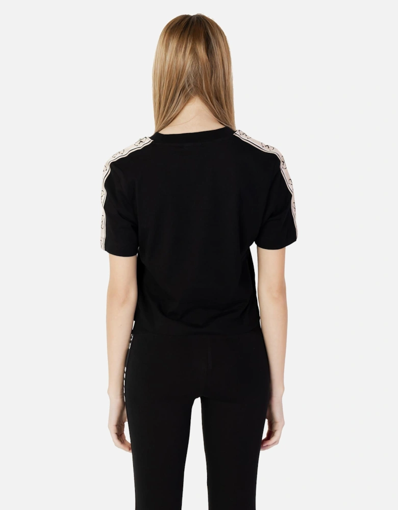Printed Cotton Round Neck T-shirt Women - Black Shirts