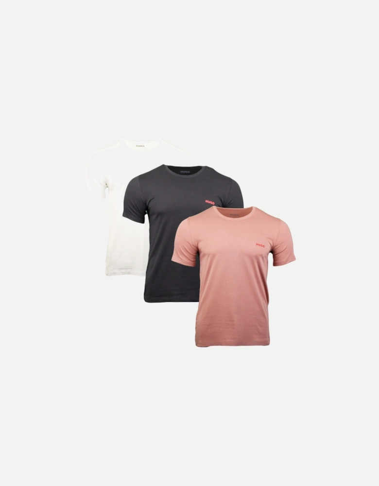 3-Pack Cotton T-Shirts, Black/Pink/White