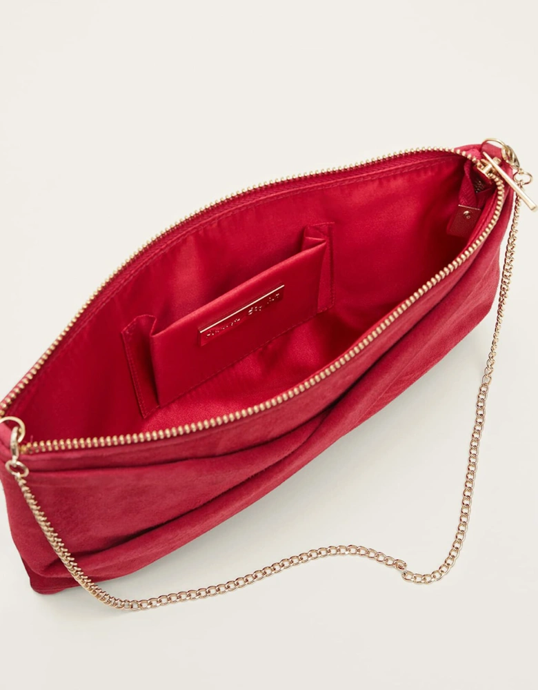 Red Suede Clutch Bag