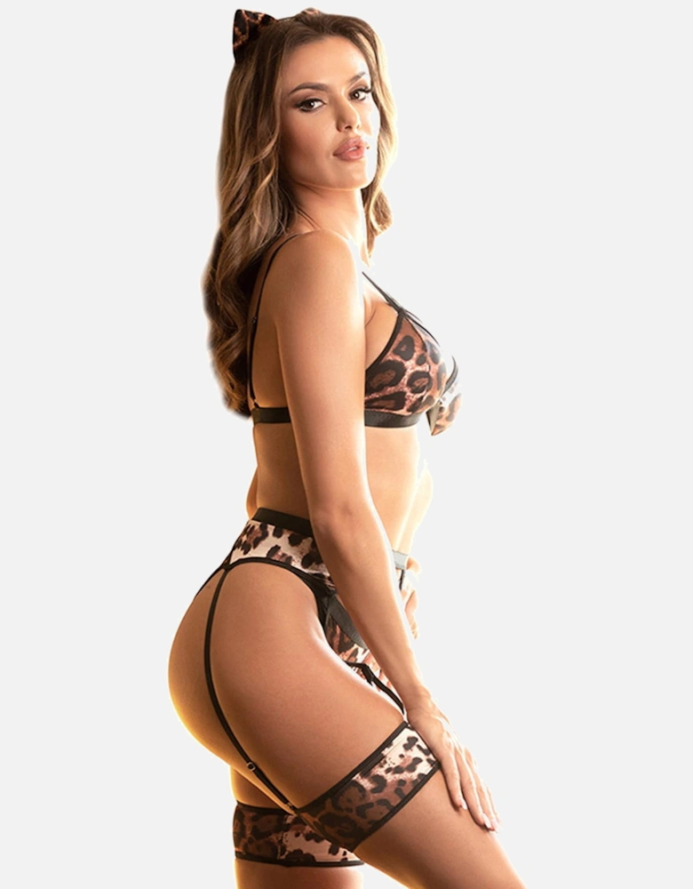 Lingerie Set Satin by Women - Leopard Print Lingerie Sets
