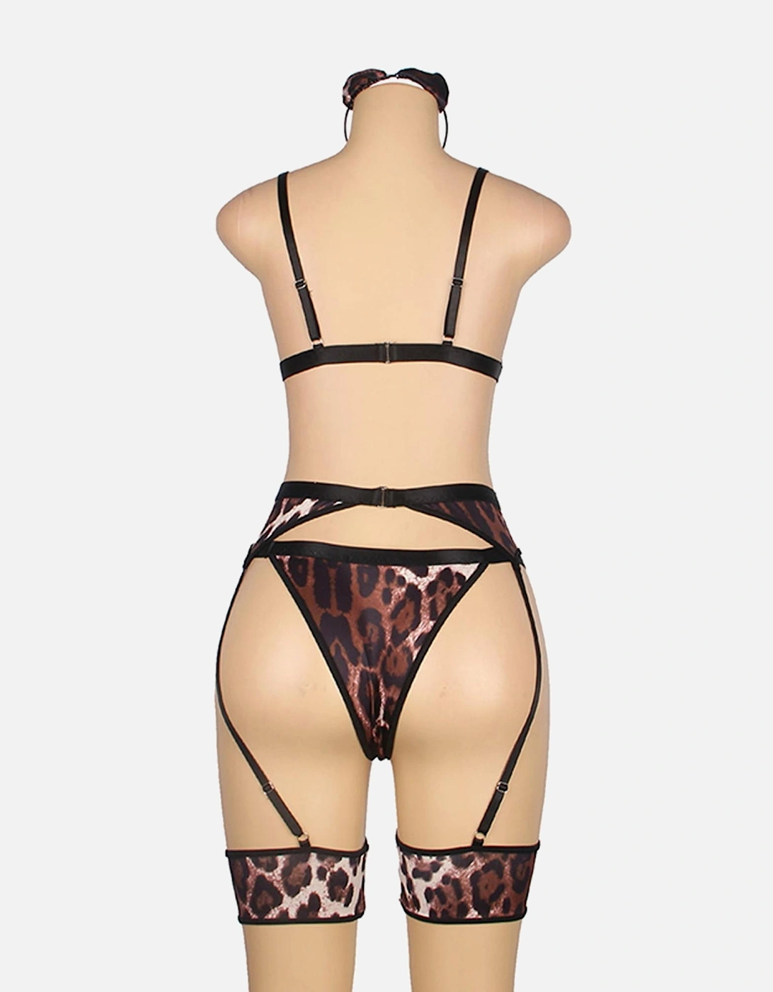 Lingerie Set Satin by Women - Leopard Print Lingerie Sets