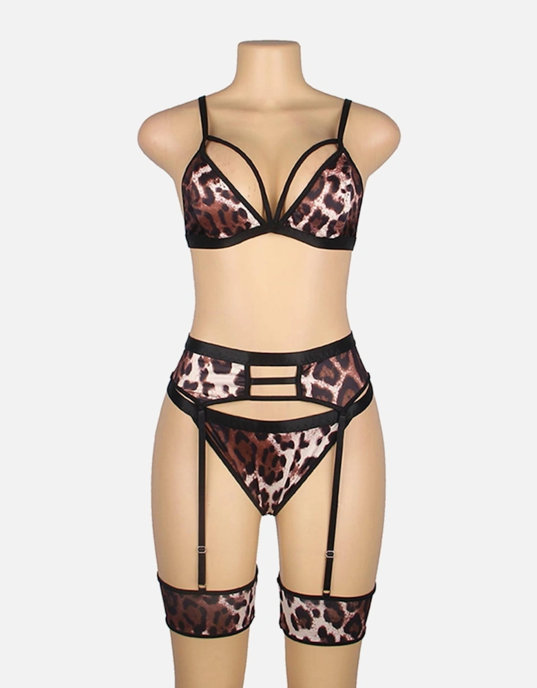 Lingerie Set Satin by Women - Leopard Print Lingerie Sets