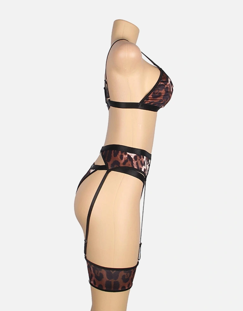 Lingerie Set Satin by Women - Leopard Print Lingerie Sets