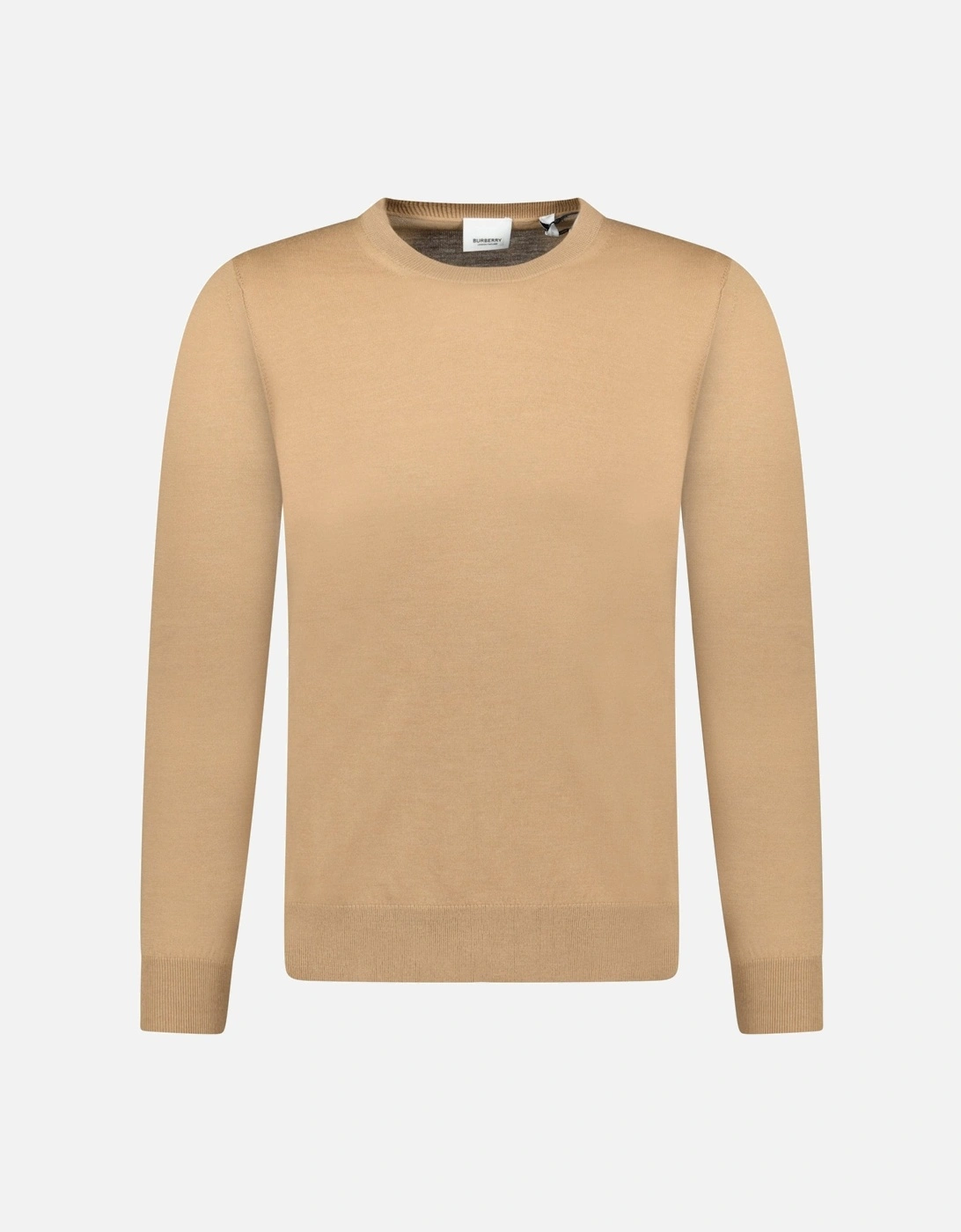 'Bempton' Embroidery Check Elbow Wool Jumper Camel