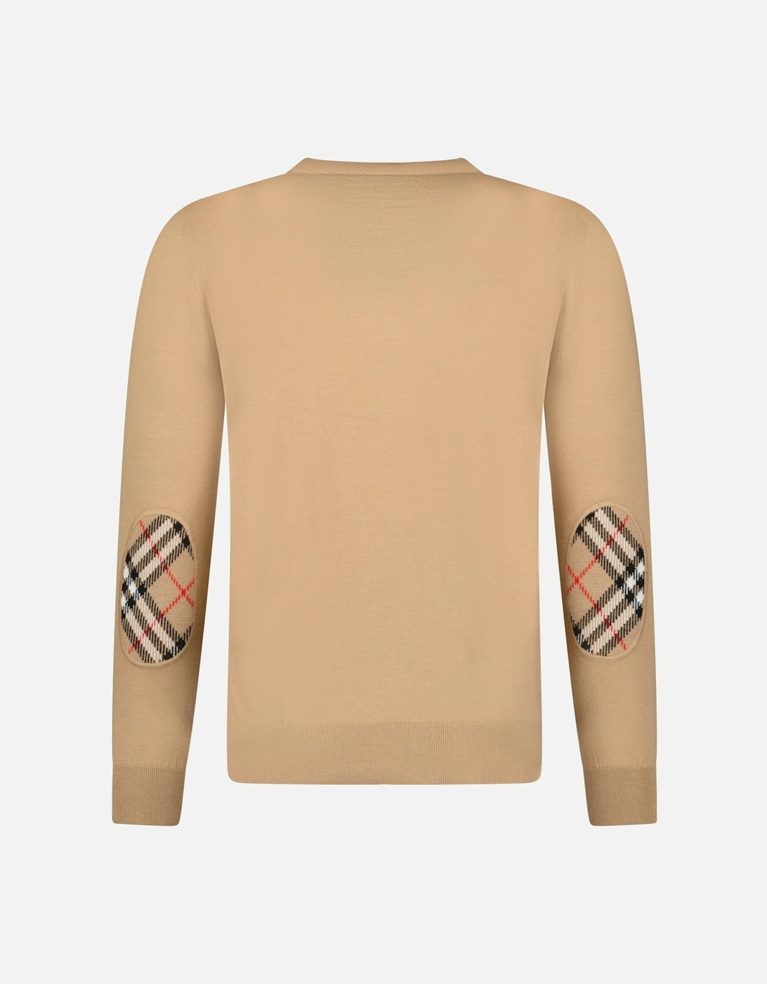 'Bempton' Embroidery Check Elbow Wool Jumper Camel, 5 of 4