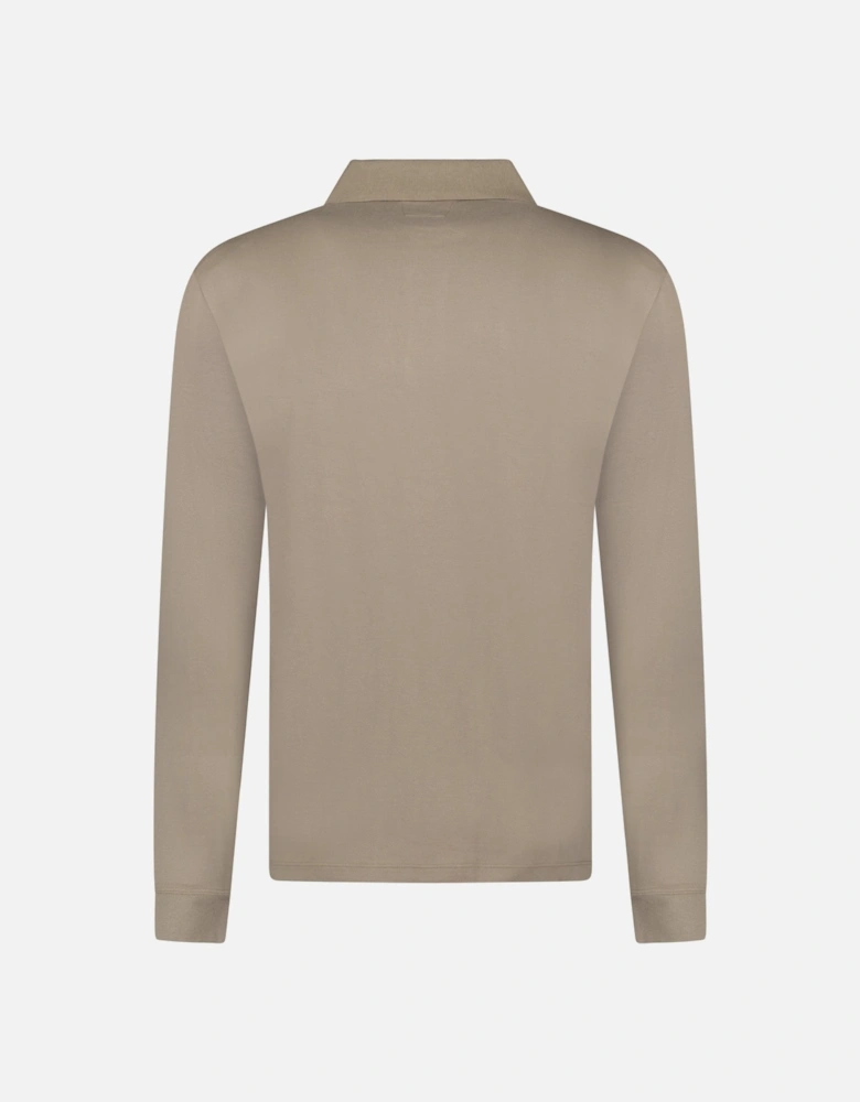 Long Sleeve Piquet Polo T-Shirt Walnut Beige