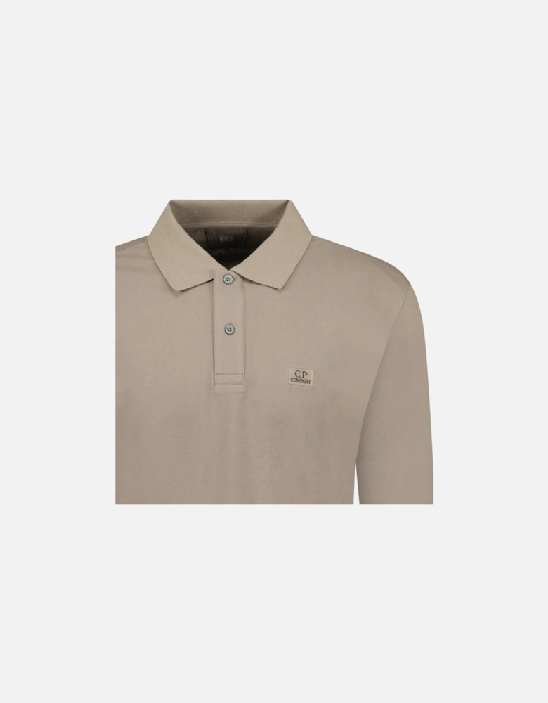 Long Sleeve Piquet Polo T-Shirt Walnut Beige