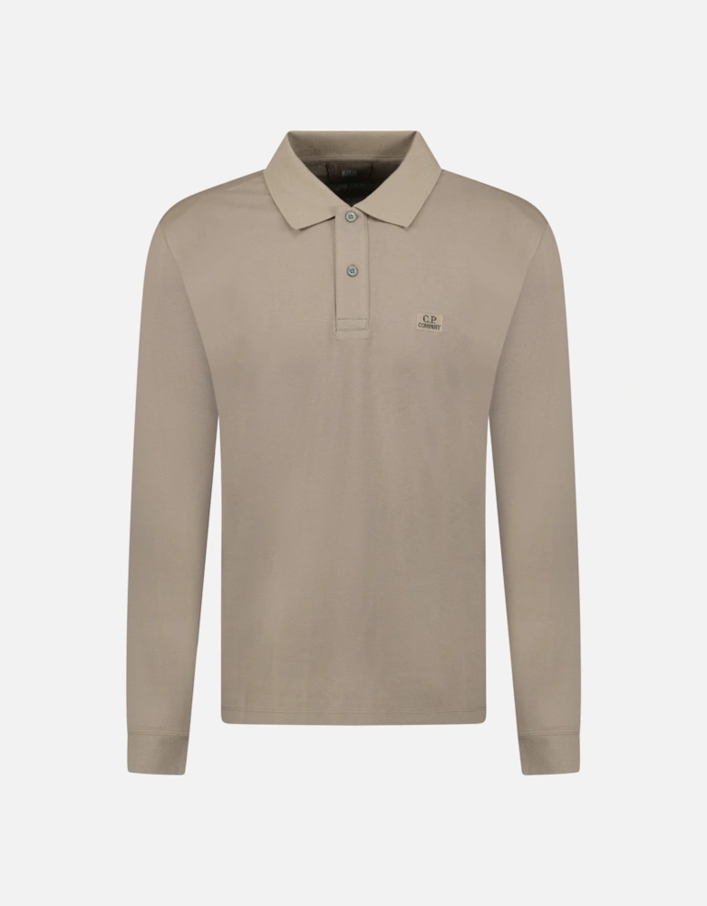 Long Sleeve Piquet Polo T-Shirt Walnut Beige