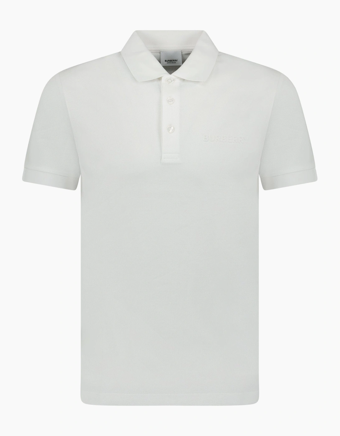 Burberry Men's White 'Hartford' Embossed Logo Polo  38 M