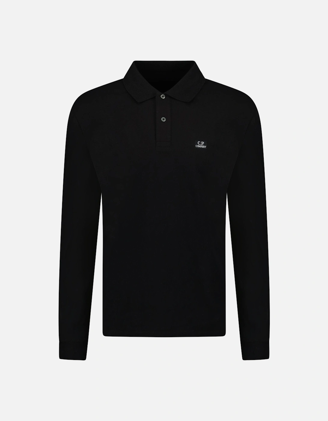 Long Sleeve Piquet Polo T-Shirt Black, 3 of 2