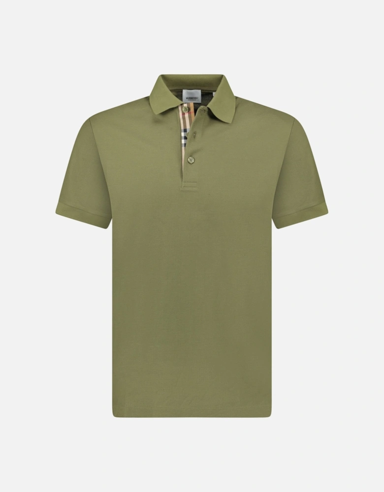 'Hartford' Check Placket Polo Olive