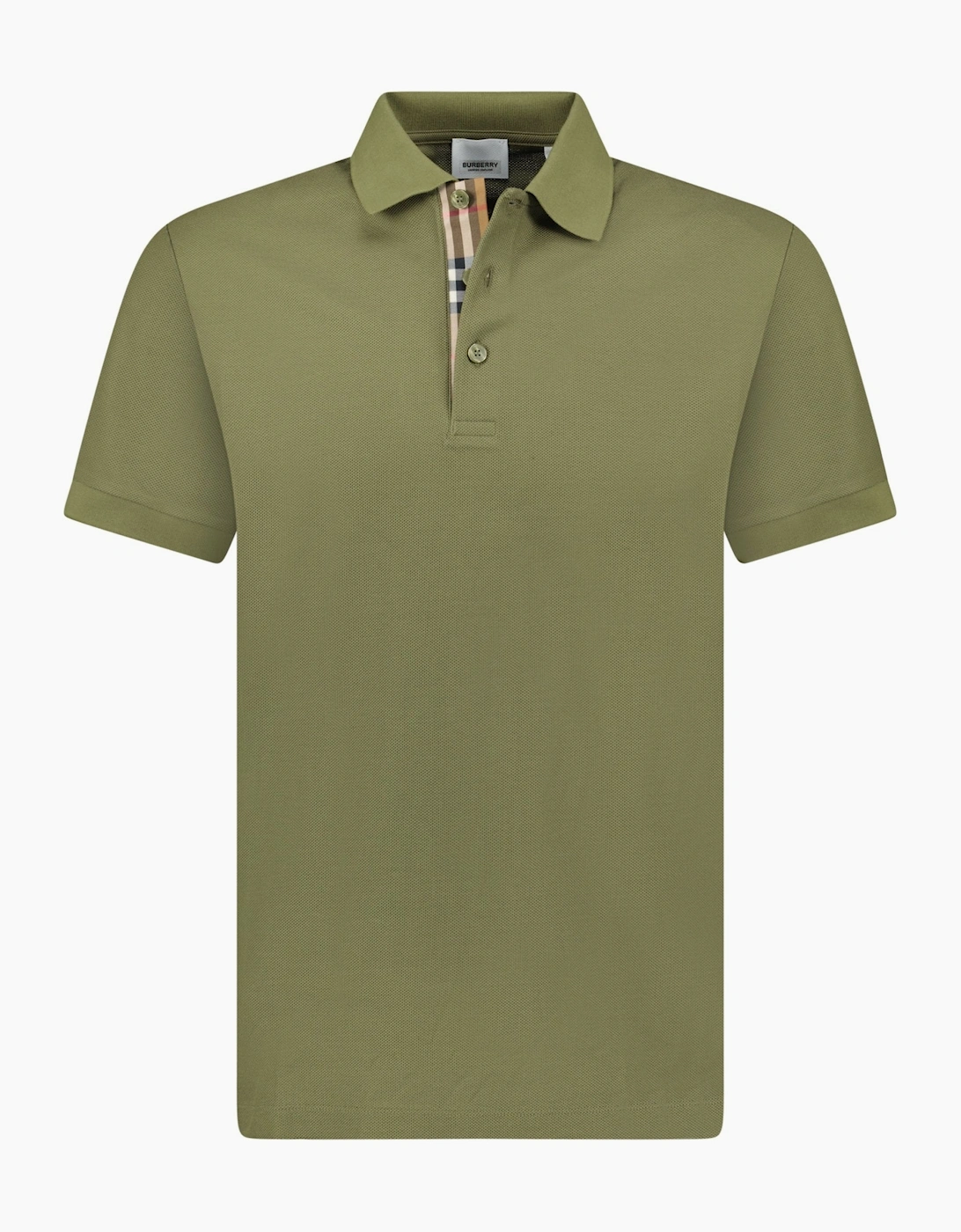 Burberry Men's Green 'Hartford' Check Placket Polo Olive - Size: 36