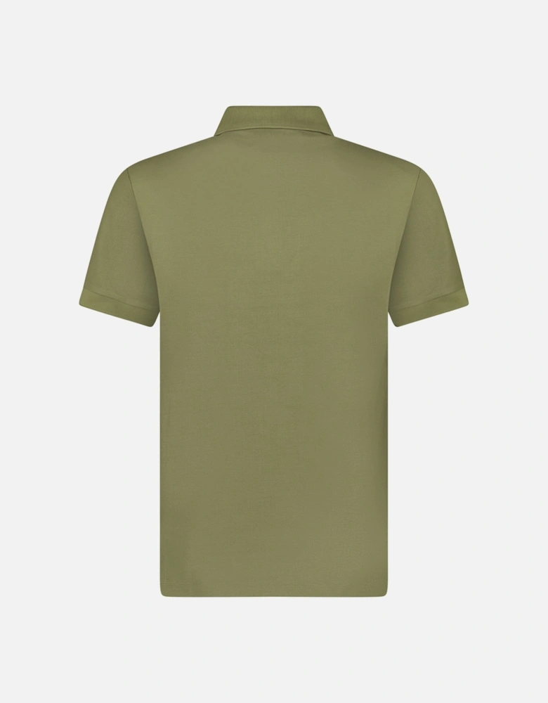 'Hartford' Check Placket Polo Olive