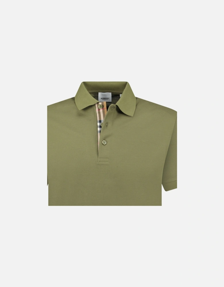 'Hartford' Check Placket Polo Olive