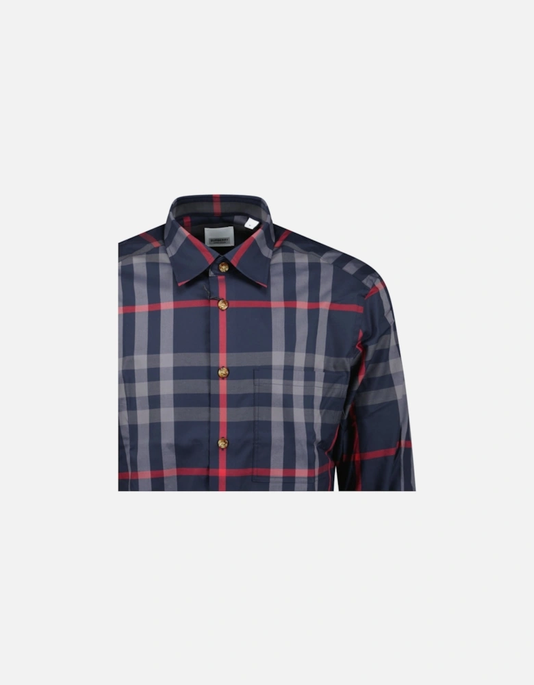 'Claverdon' Check Shirt in Navy & Red